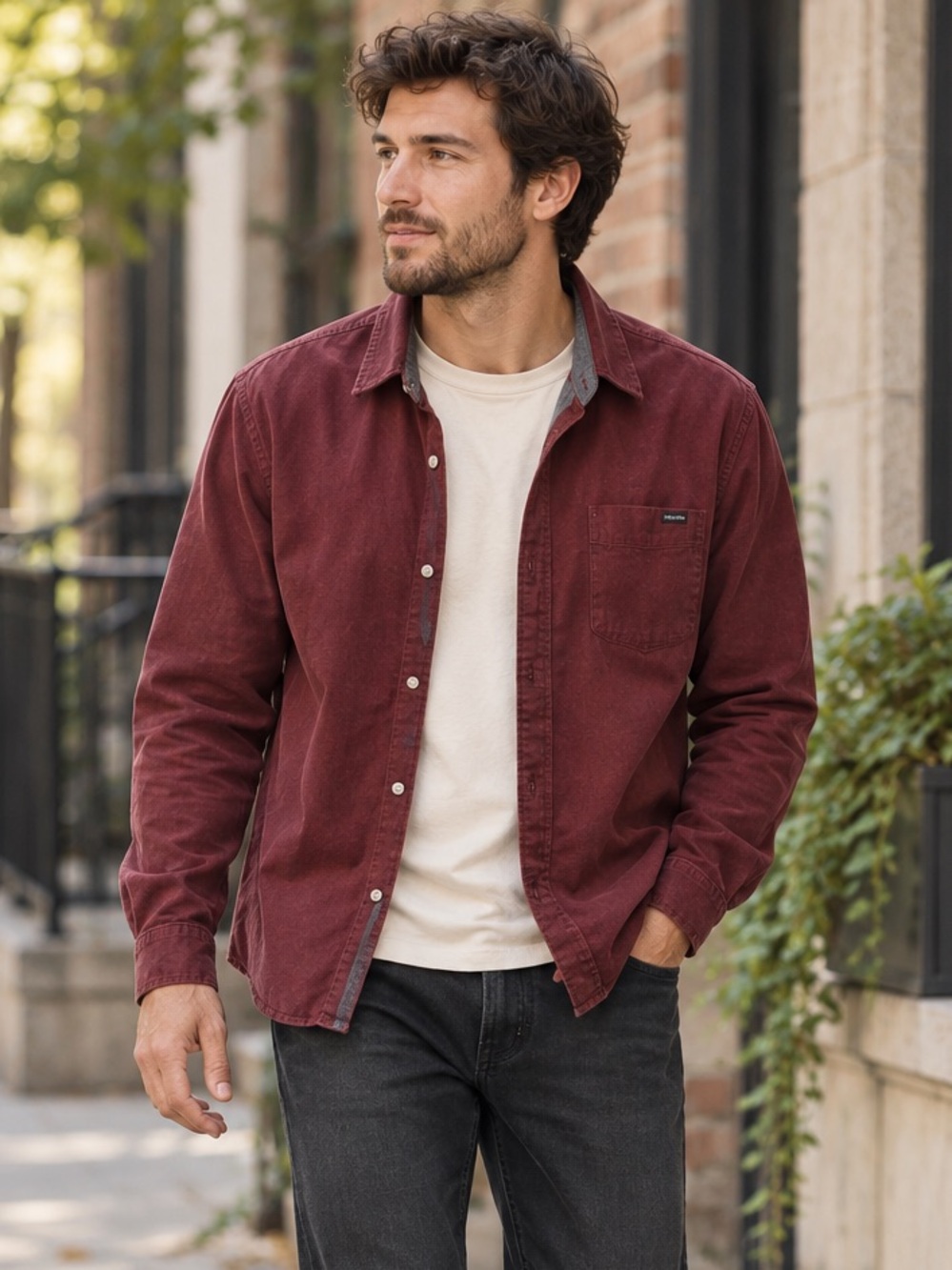 Volcom Burgundy Button-Up Shirt – Grunge‎ Skate Streetwear Large'